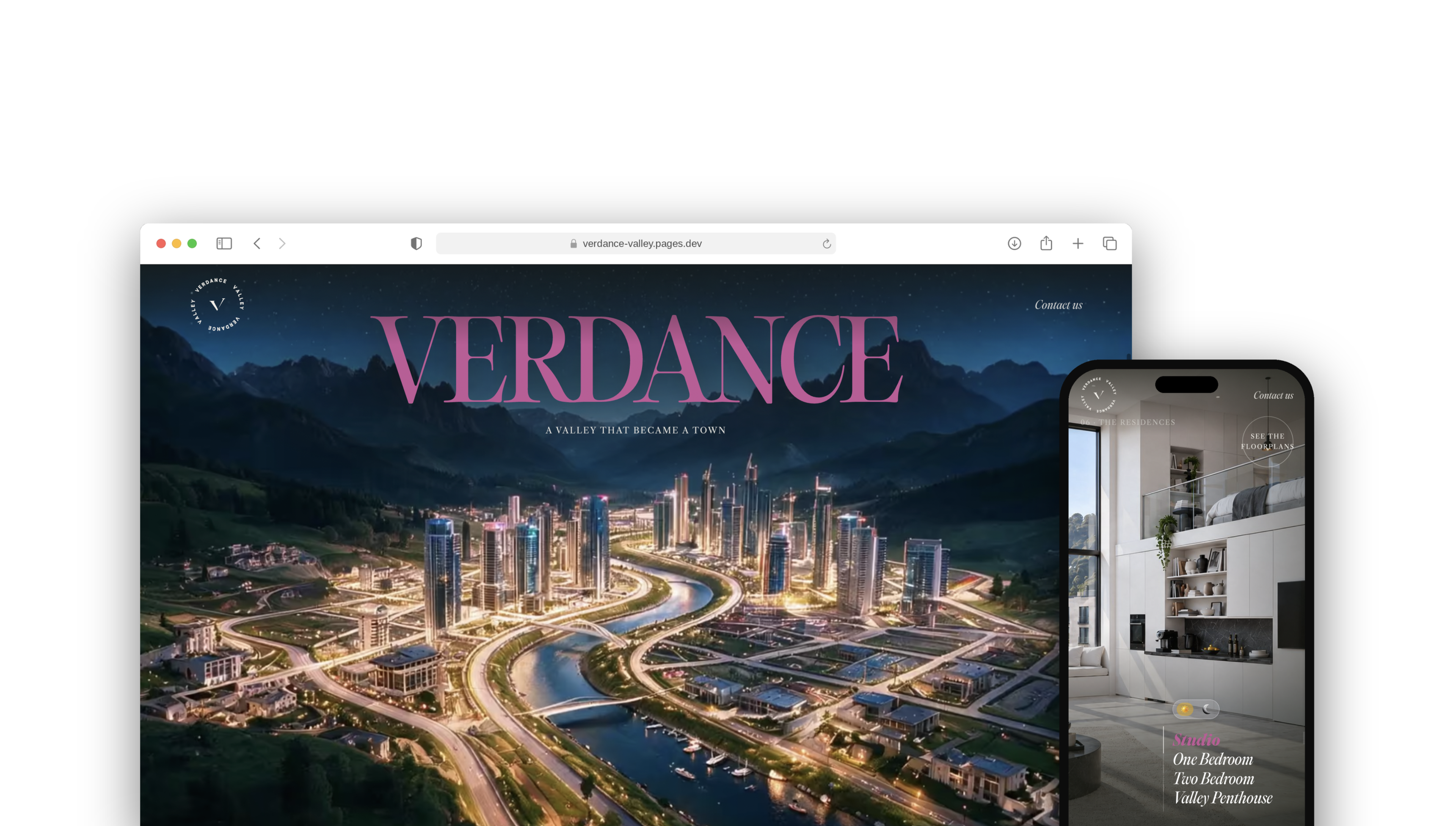 Verdance: the luxury property website on desktop, tablet and phone