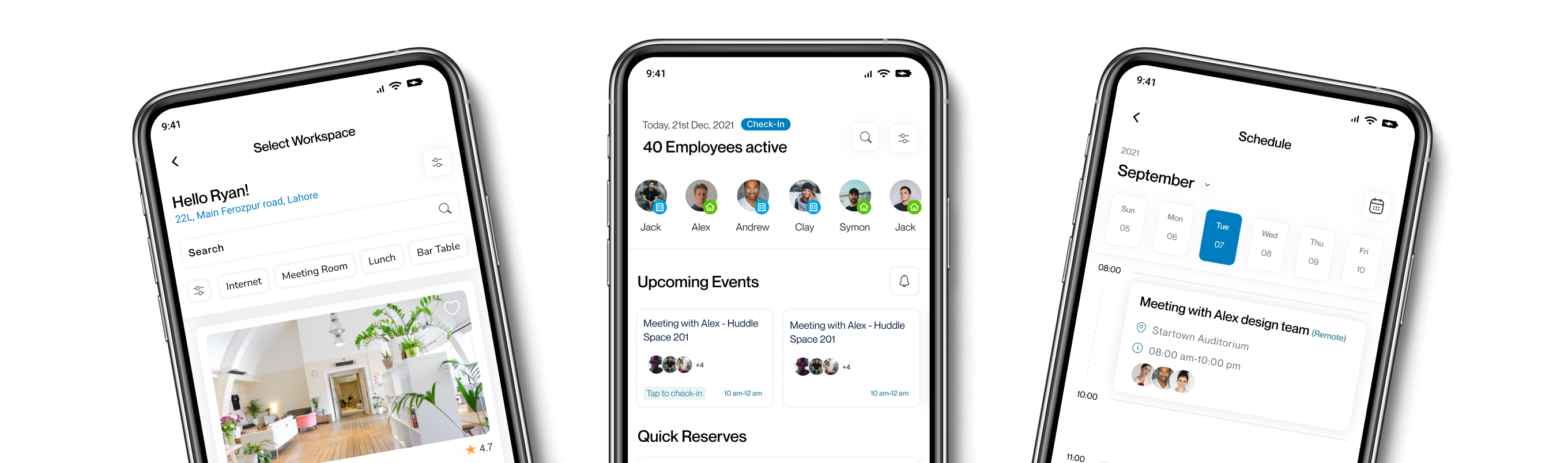 Team workspace mobile app screens