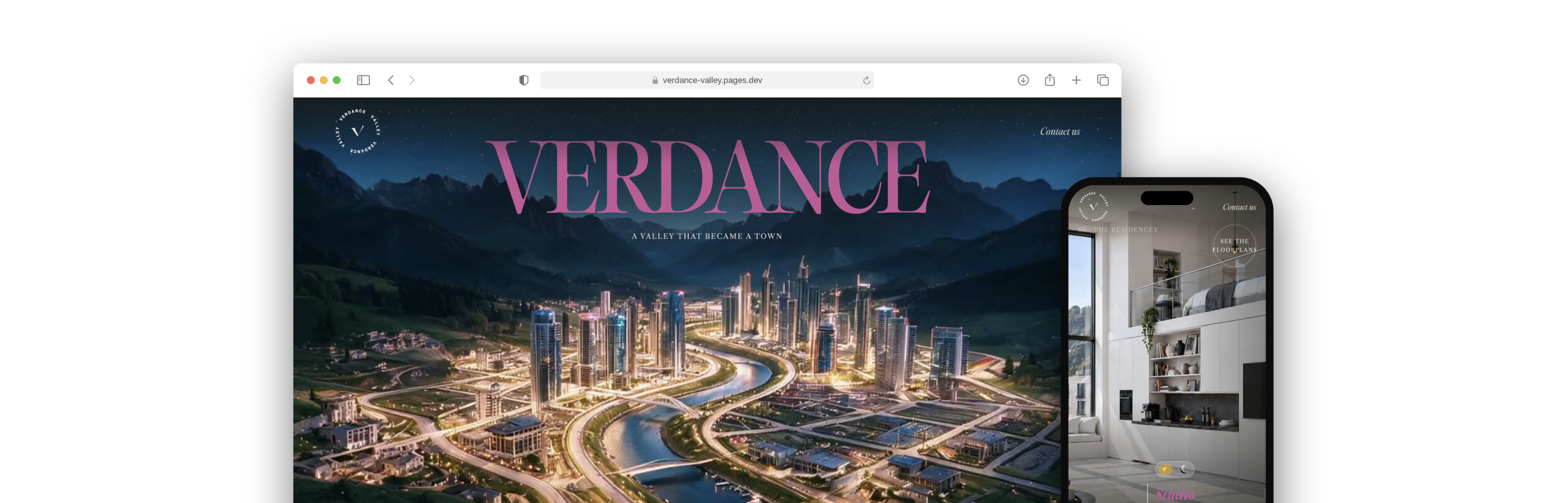 Verdance luxury property website on desktop and mobile
