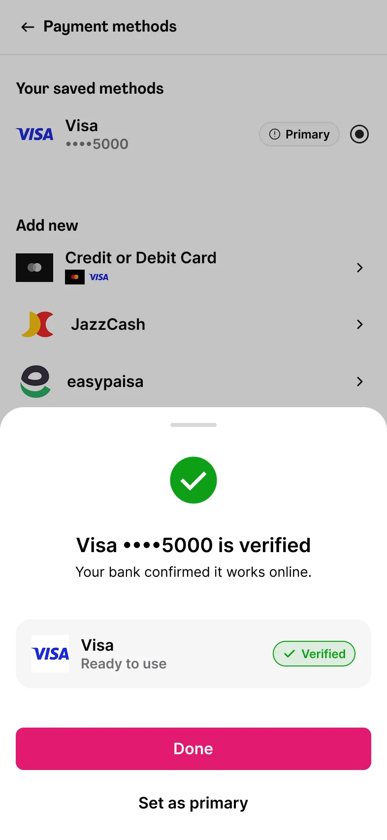 Card verified