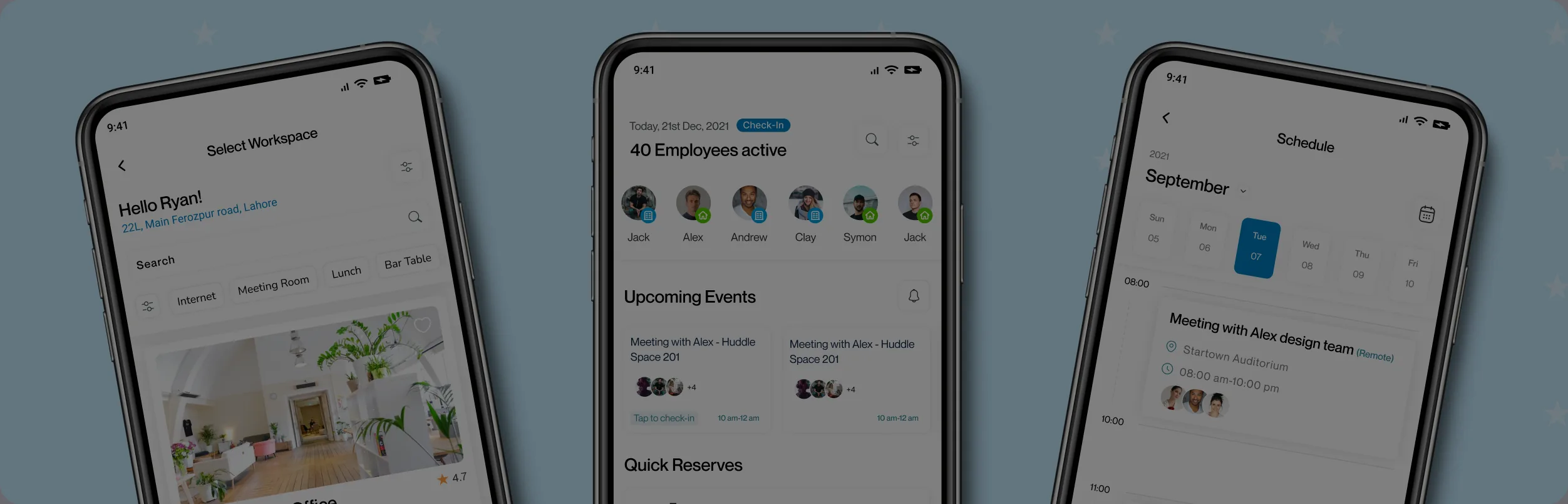 Team workspace mobile app screens