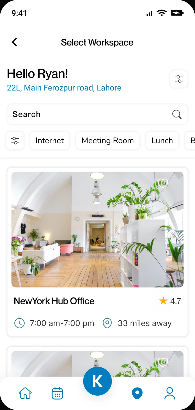 Select Workspace screen at 340px wide