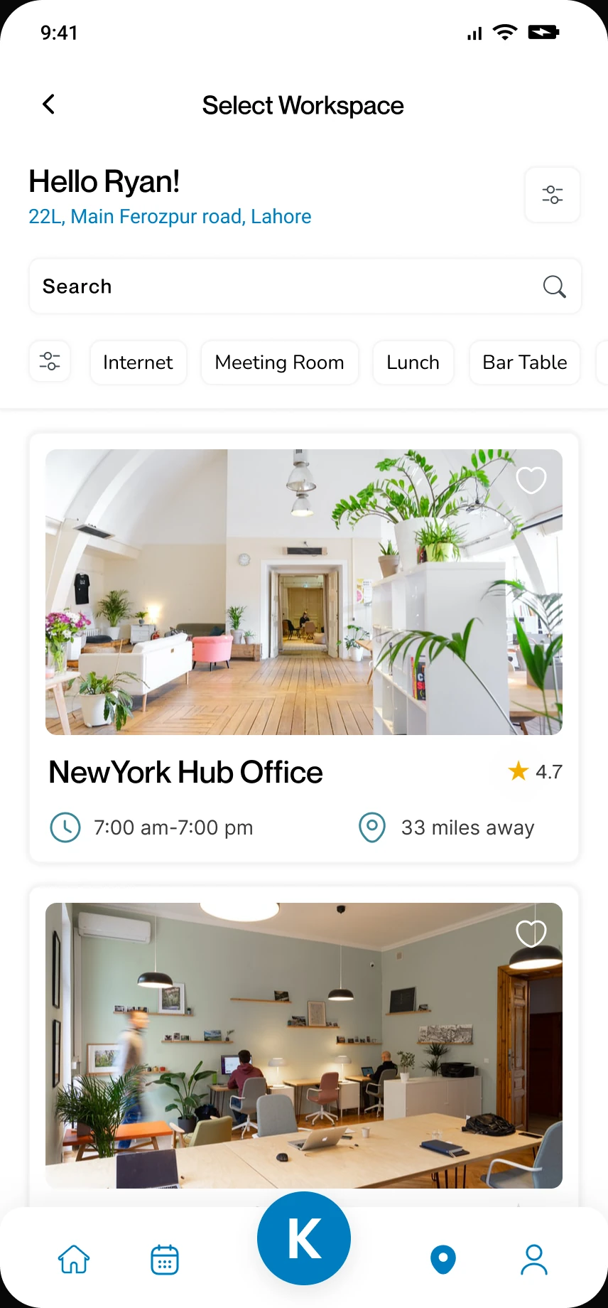 Select Workspace screen at 428px wide