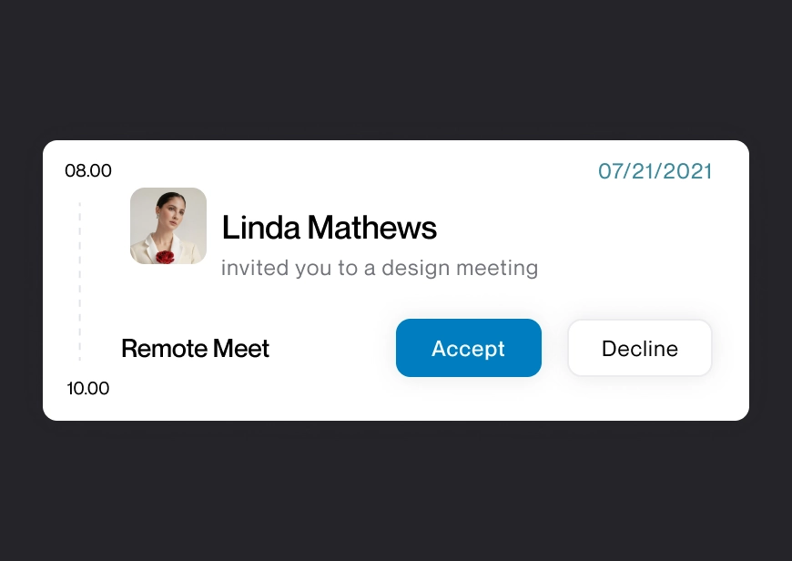 Meeting invite notification: Linda Mathews, accept or decline