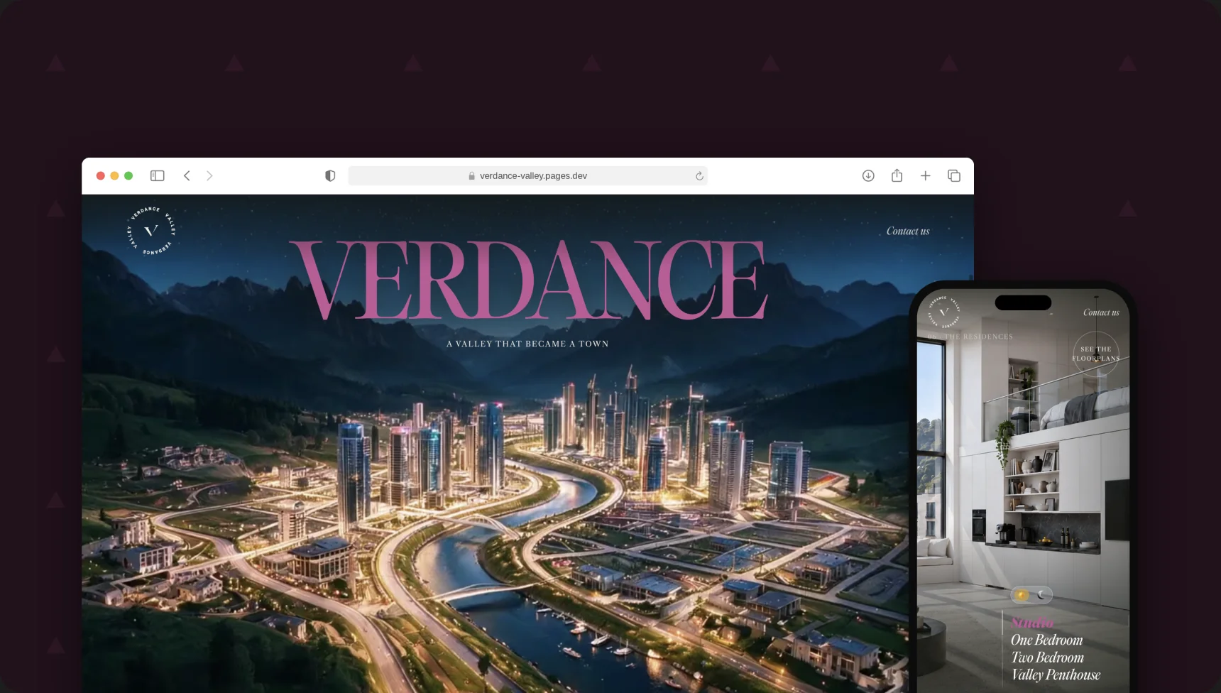 Verdance: the luxury property website on desktop, tablet and phone